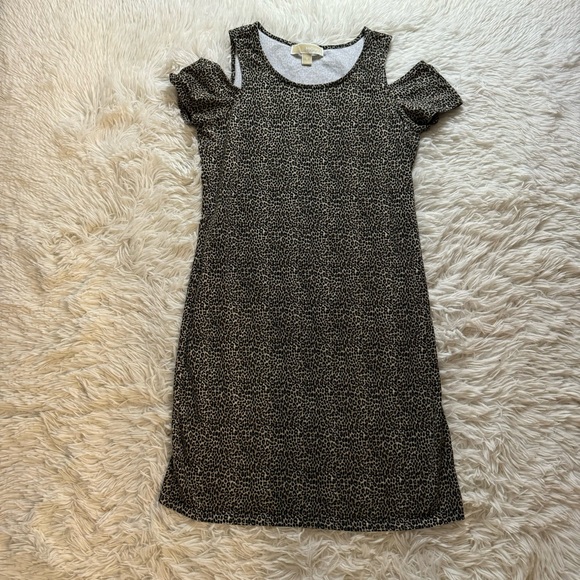 Michael Kors Dress Size Small stretch leopa print cold shoulder - Picture 4 of 8